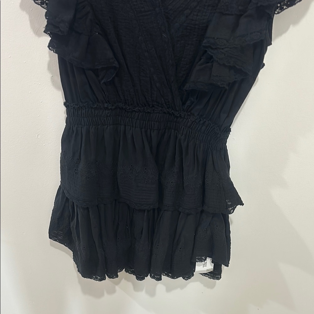 LoveShackFancy Black Ruffled Mini Dress - Picture 6 of 10